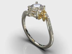 Flower Shaped White Gold Engagement Ring   