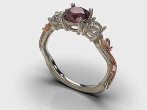 Floral Twig Ruby Engagement Ring
