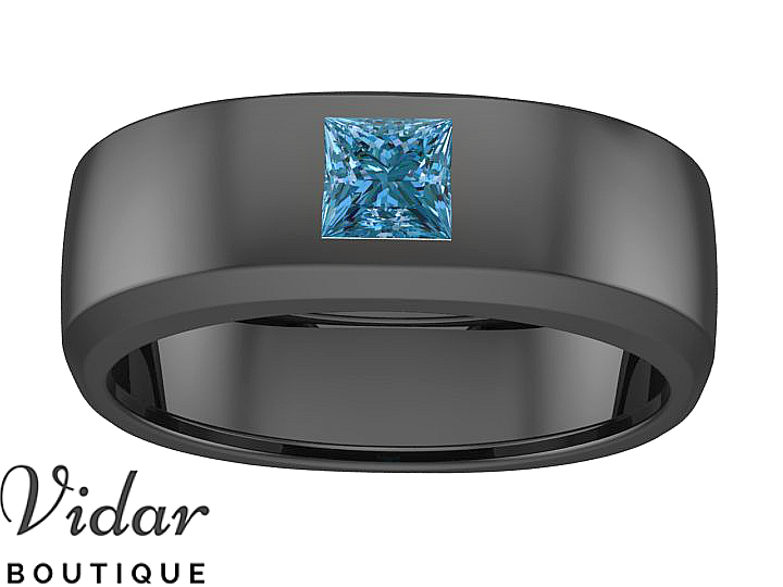 blue diamond mens wedding bands unique