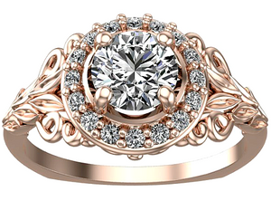 Unique Flower Halo Engagement Ring