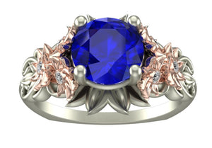 Unique Sapphire Flower Engagement Ring