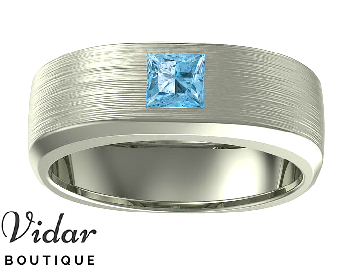 aquamarine unique wedding bands for men