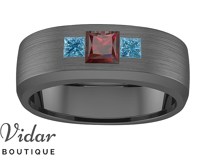 ruby unique mens wedding bands