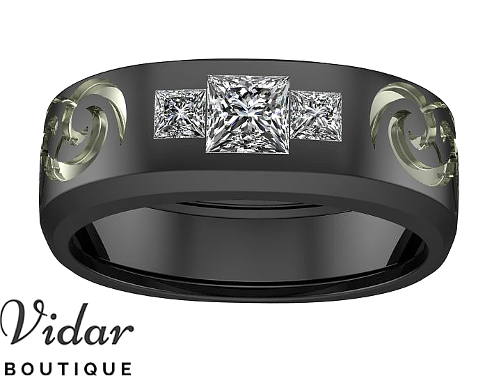 mens black gold wedding bands