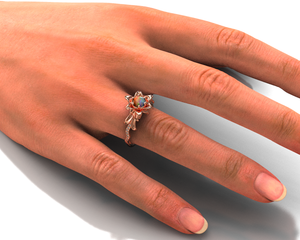 Unique Opal Floral Engagement Ring