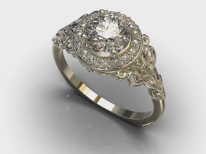 Flower Halo Engagement Ring White Gold