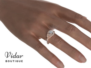 Flower Halo Engagement Ring Rose Gold