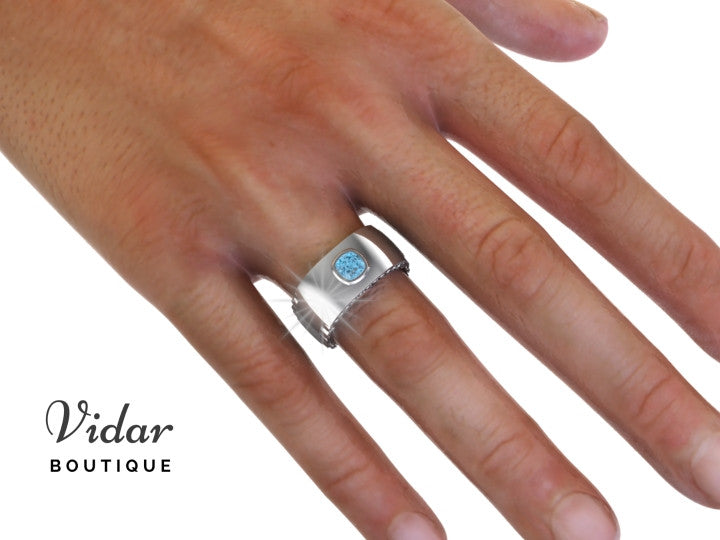 Unique Aquamarine Wedding Band For Men