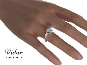 Flower Halo Aquamarine Engagement Ring