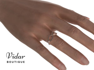Flower Infinity Black Diamond Wedding Ring For Women