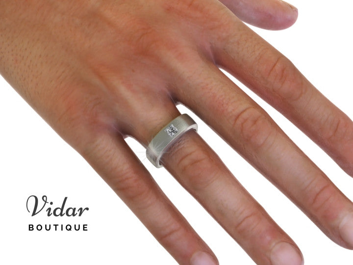 Unique Princess Cut Diamond Mens Wedding Ring