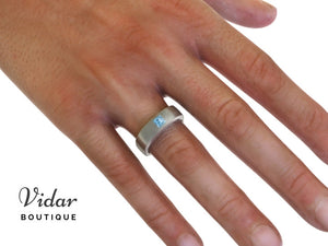 Unique Mens Aquamarine Wedding Ring