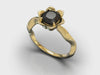 Unique Black Diamond Flower Engagement Ring