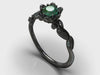 Black Gold Emerald Leaf Engagement Ring