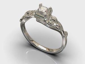 Unique Princess Cut Solitaire Engagement Ring
