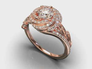 Unique Floral Diamond Engagement Ring