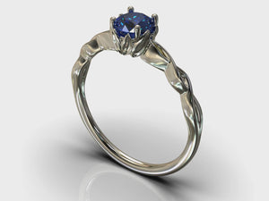 White Gold Floral Sapphire Engagement Ring