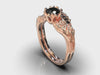 Unique Black Diamond Rose Gold Wedding Ring Set