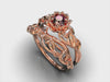 Flower Ruby Bridal Ring Set