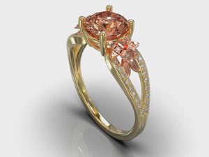Two Tone Peach Morganite Engagement Ring