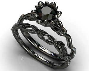 Black Gold Black Diamond Wedding Ring Set