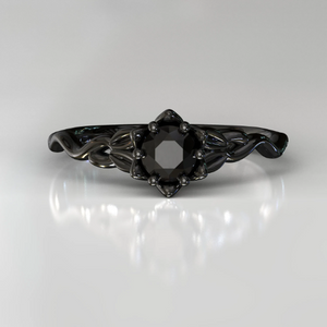 Black Gold Black Diamond Floral Engagement Ring