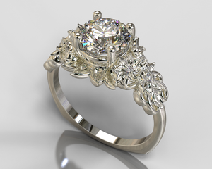 Unique Flower Engagement Ring White Gold By Vidar Boutique