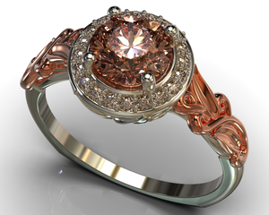 Unique Flower Morganite Halo Engagement Ring