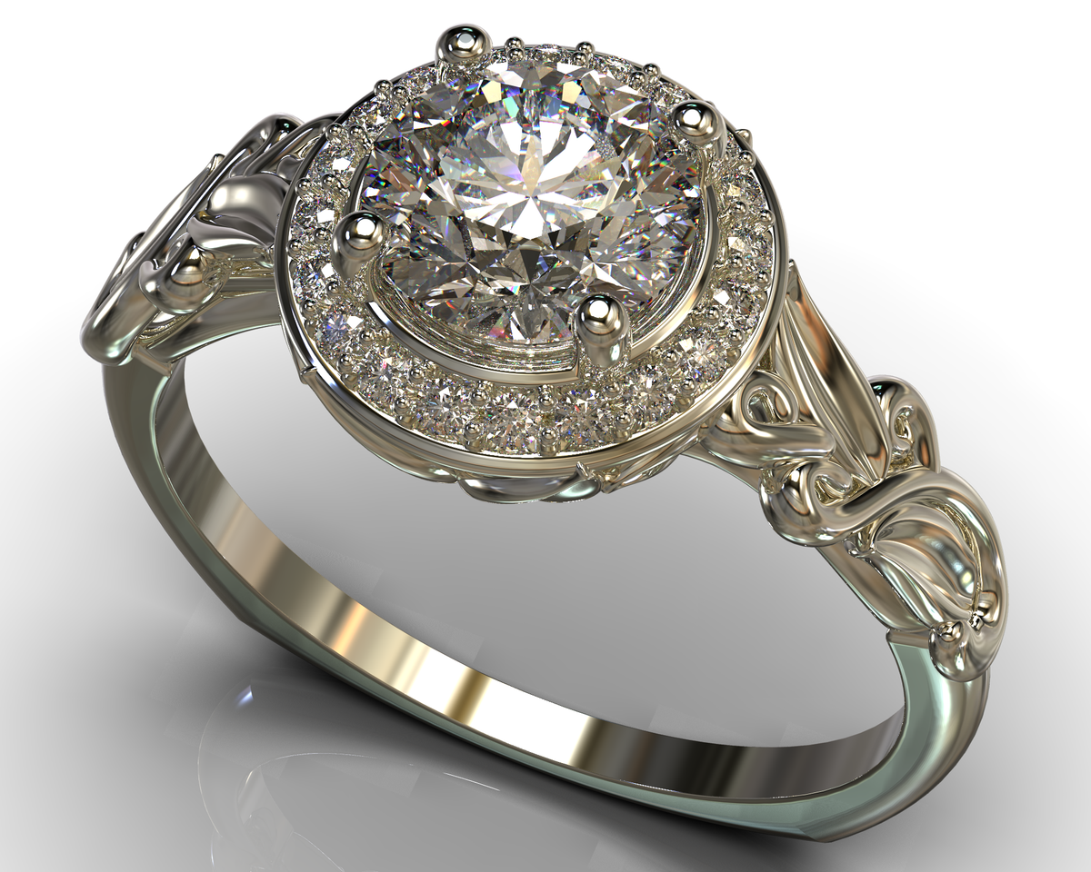 Exclusive Flower Halo Engagement Ring