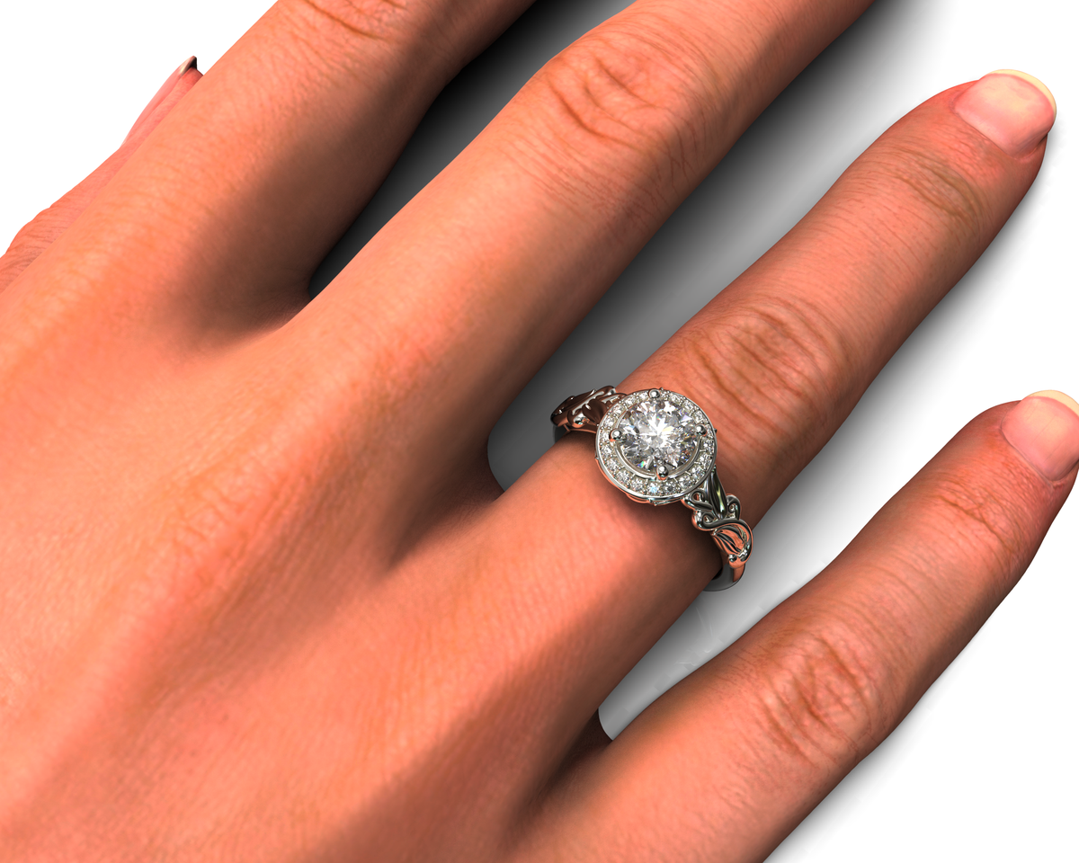 Exclusive Flower Halo Engagement Ring