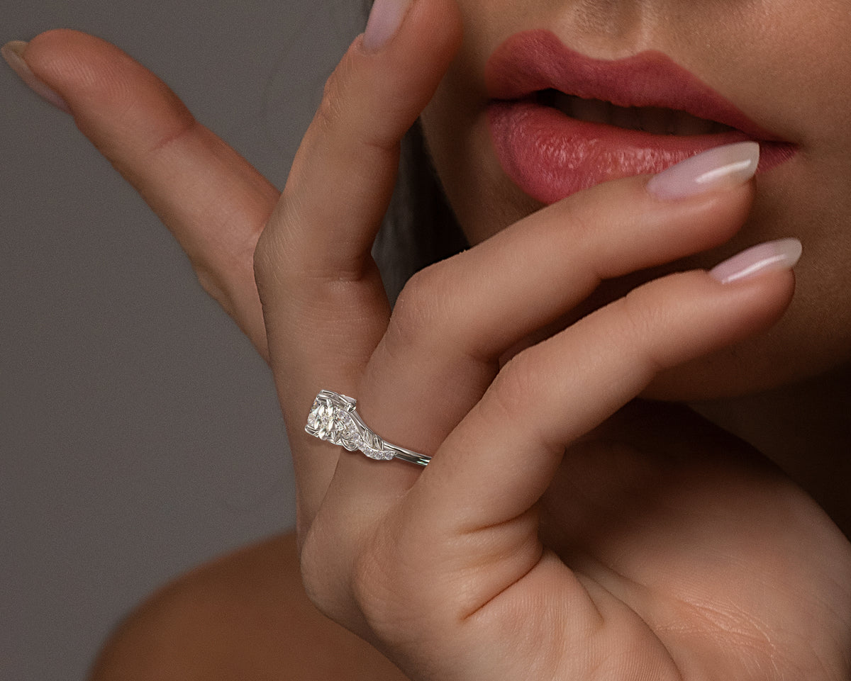 Flower White Gold Engagement Ring