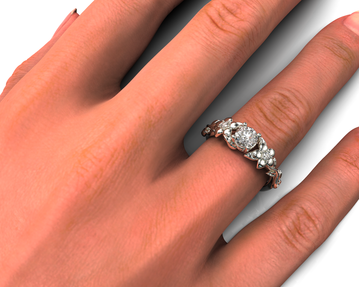 Diamond Floral Engagement Ring