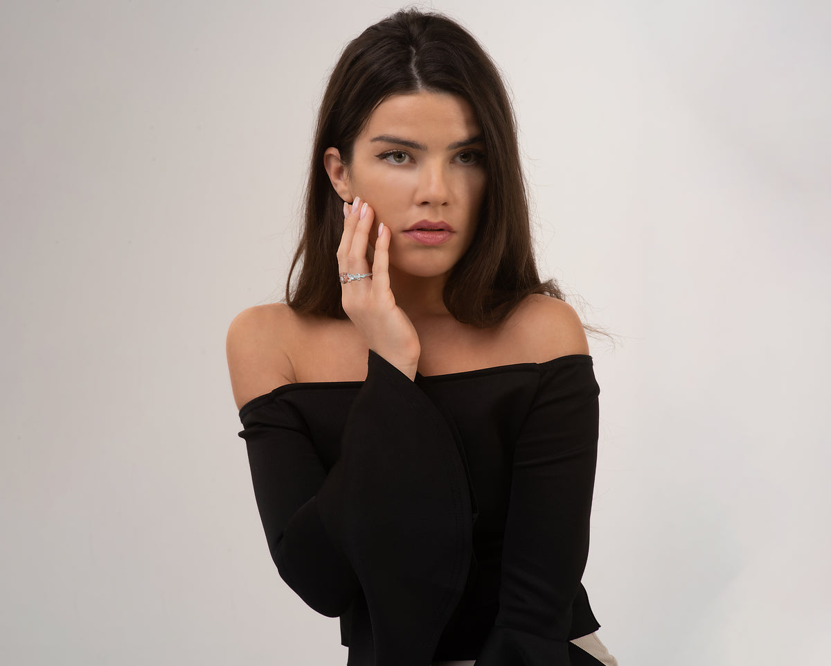 Flower Shaped Two Tone Gold Solitaire Engagement Ring