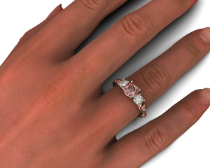 3 Stone Morganite Engagement Ring