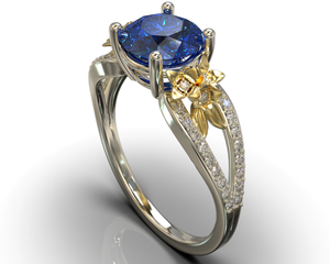Classic Flower Sapphire Engagement Ring