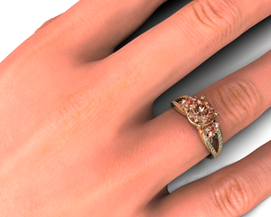 Two Tone Peach Morganite Engagement Ring