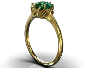 Unique Emerald Flower Engagement Ring