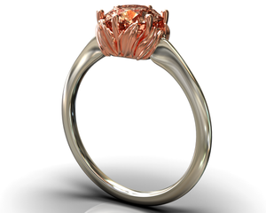 Two Tone Gold Floral Morganite Engagement Ring