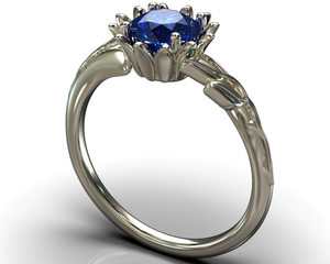 White Gold Flower Sapphire Engagement Ring