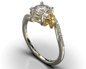 Flower Shaped White Gold Engagement Ring   