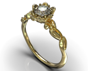Blooming Yellow Gold Moissanite Engagement Ring