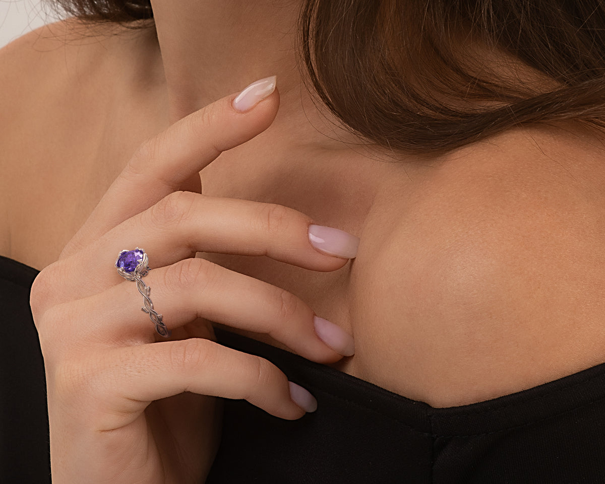 Tanzanite Flower Engagement Ring