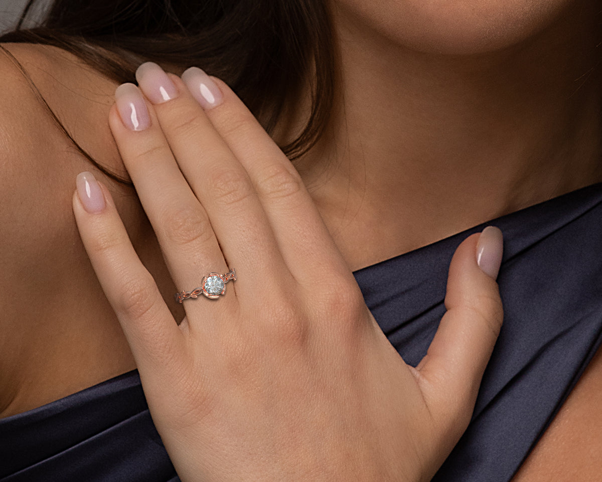 Unique Floral Moissanite Engagement Ring