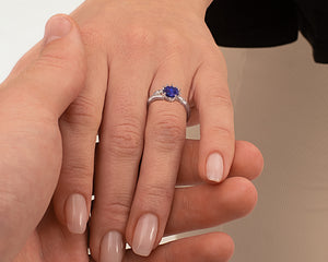 White Gold Flower Sapphire Engagement Ring