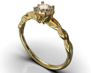 Blooming Diamond Engagement Yellow Gold Ring