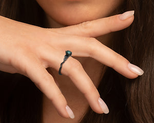 Unique Black Gold Emerald Engagement Ring