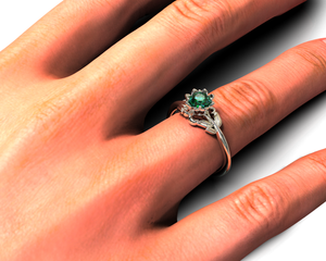 Unique Floral Emerald Engagement Ring