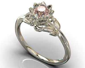 White Gold Flower Morganite Engagement Ring