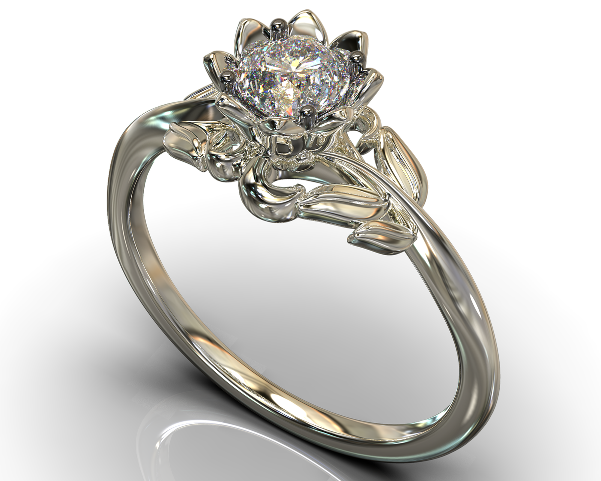 Unique Moissanite Flower Engagement Ring