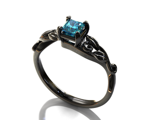 Black Gold London Blue Topaz Engagement Ring